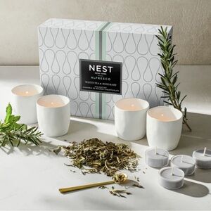 NEST Fragrances White Tea & Rosemary Candle Set – White, Green, Gold